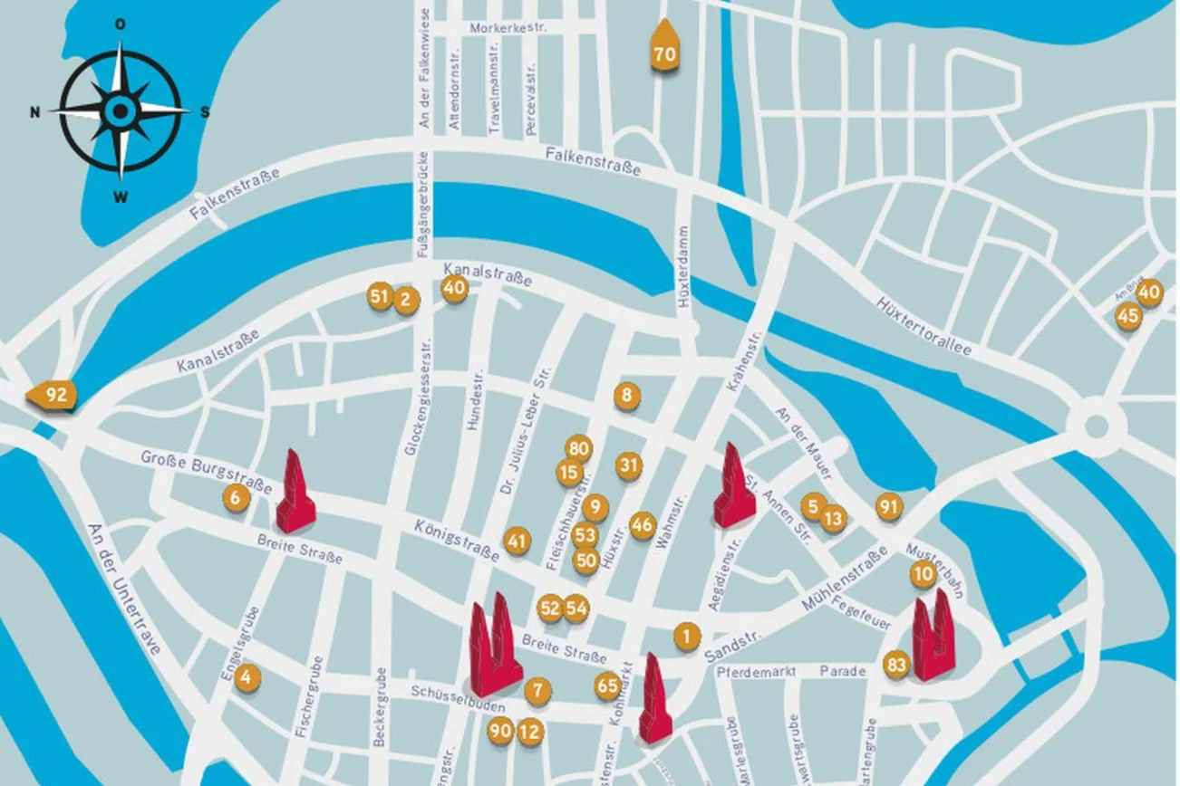 Teil eines Stadtplans von Lübeck