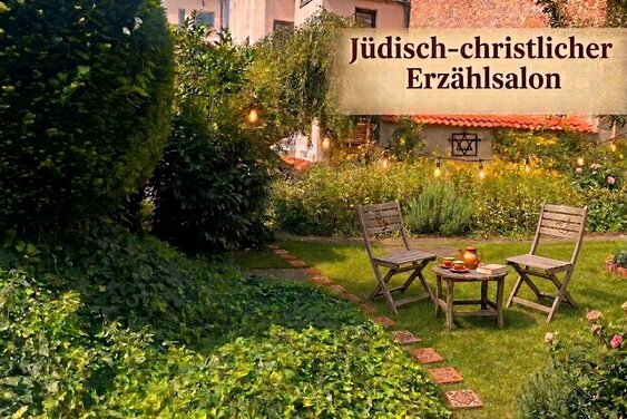 zwei Stühle und ein Tisch im Garten  - Copyright: Ev. Frauenwerk / KI bearbeitet