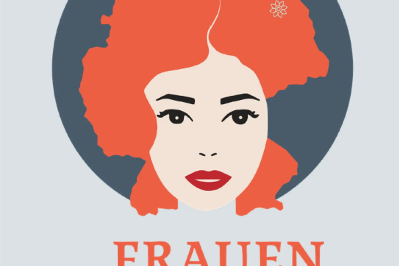 Text Frauen im geteilten Deutschland unter Frauenkopf-Zeichnung