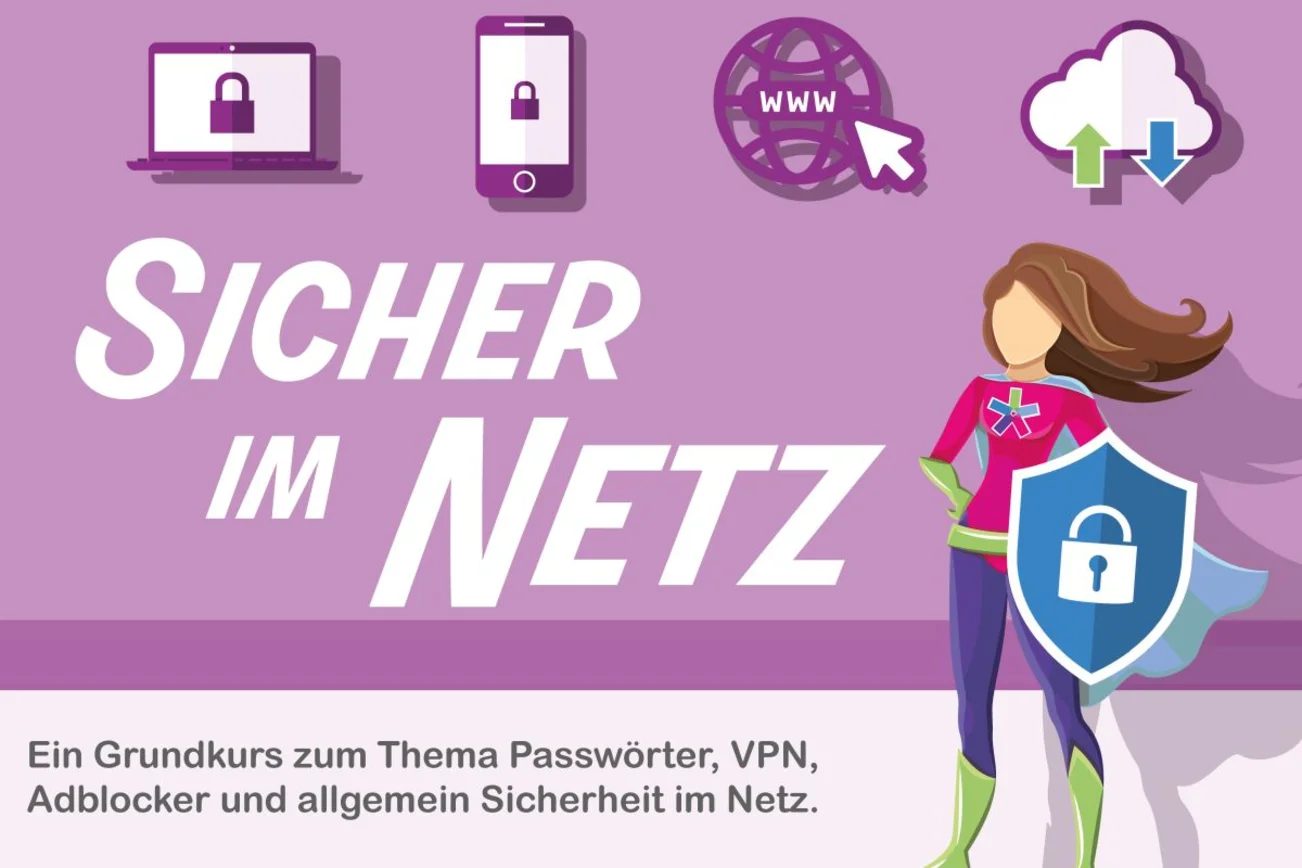 Schriftzug Sicher im Netz 