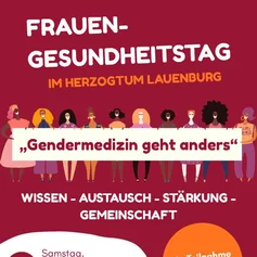 Plakat mit Text und Bild zum Frauen-Gesundheitstag